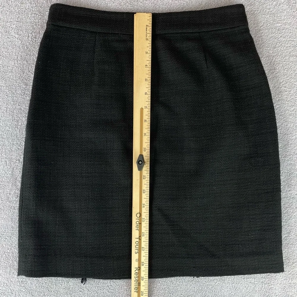 Karl Lagerfeld Fringe Mini Skirt Women's Size 2 Buckle Black Six Buttons Office - Picture 11 of 12